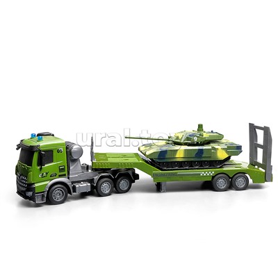 Машина "Военный автовоз" с танком  р/у 27 MHz, в коробке