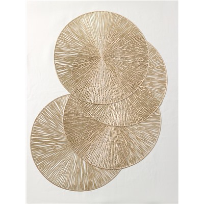 Салфетки сервировочные на стол Доляна «Сияние», d=38 см, 4 шт., золотые