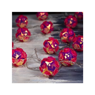 УЦЕНКА Гирлянда «Нить» 4.5 м с насадками «Цветочные шары», IP20, прозрачная нить, 15 LED, свечение белое, 220 В