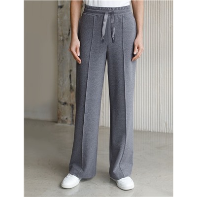 Прямые трикотажные брюки на резинке из футера двухнитки эластичные