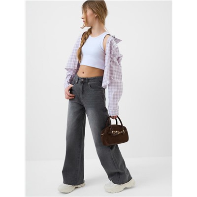 Брюки текстильные джинсовые для девочек