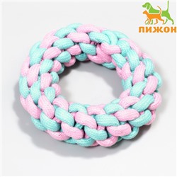 Игрушка канатная «Плетёное кольцо», до 15 см, до 160 г, розовая/мятная