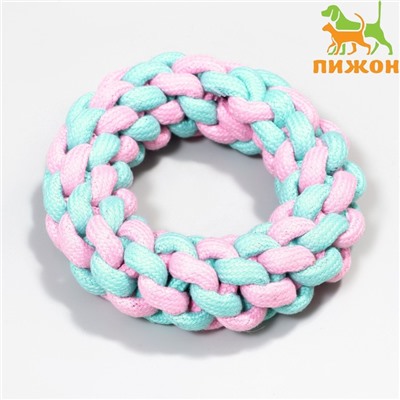 Игрушка канатная «Плетёное кольцо», до 15 см, до 160 г, розовая/мятная
