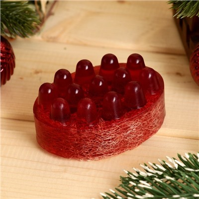 Массажное мыло с люффой "Брусника - Корица" 100 г