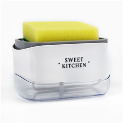 Дозатор для моющего средства кухонный Sweet kitchen, с подставкой для губки, 14×10 см