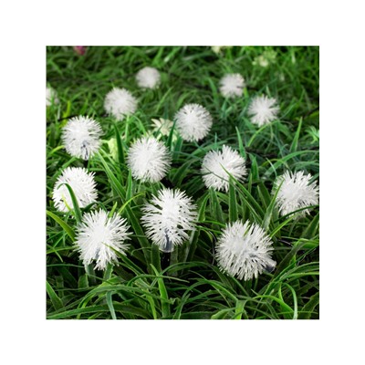 Гирлянда «Нить», 4.5 м, уличная, с насадками «Ёжики», IP44, 30 LED, 2 режима, солнечная батарея, тёмная нить, свечение синие/фиолетовое/розовое