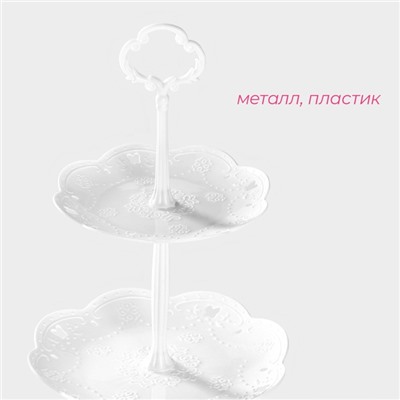 Этажерка для фруктов и десертов Доляна «Вивьен», 3 ярусная, пластик, круглая, 21.5/18/15 см, белая