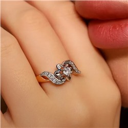 Кольцо 20 р ювелирная бижутерия коллекция "Дубай", покрытие позолота, вставка: фианит, цвет: прозрачный, арт.414.075-20