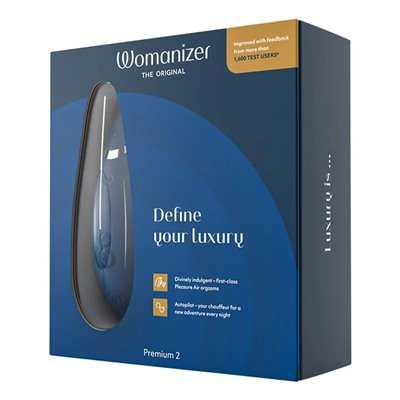Синий клиторальный стимулятор Womanizer Premium 2