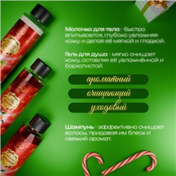 Новогодний подарочный набор косметики «Новогодние огни», с ароматом миндаля и мандарина. Красная серия.
