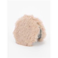 Зеркало складное «Мех», d=8 см, с увеличением, с искусственным мехом, бежевое