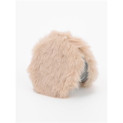 Зеркало складное «Мех», d=8 см, с увеличением, с искусственным мехом, бежевое