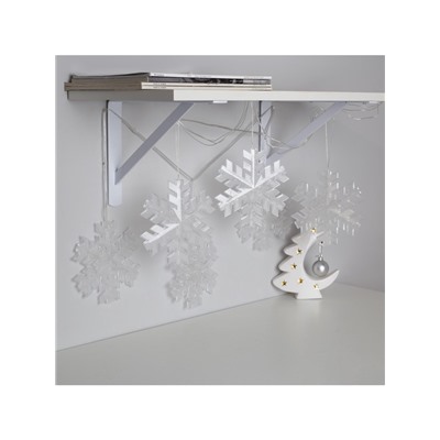 Гирлянда «Нить» 2 м с насадками «Снежинка матовая», IP20, прозрачная нить, 36 LED, свечение белое, 220 В