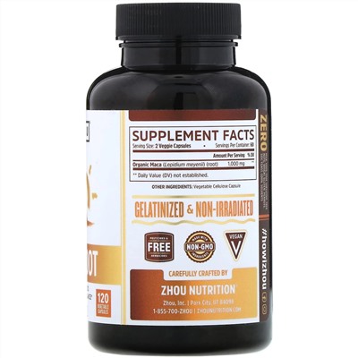 Zhou Nutrition, Organic Maca Root, 120 Vegetable Capsules