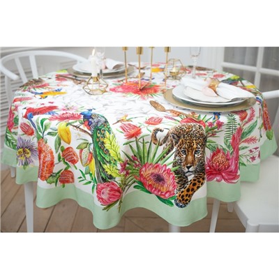 Скатерть «Экзотический сад» d=220±3 см,100% хлопок, саржа 190 г/м²