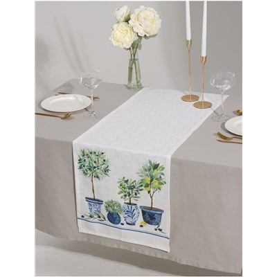 Дорожка на стол Этель Olives 40×149 см, 100% хлопок, репс 220 г/м², белая