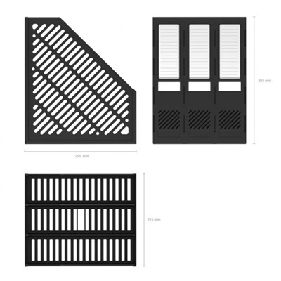 Лоток для бумаг вертикальный  3 отд. сборный пластиковый черный 13096 ErichKrause