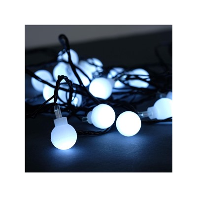 Гирлянда «Нить» 5 м с насадками «Шарики белые», IP20, тёмная нить, 30 LED, свечение белое, 8 режимов, 220 В