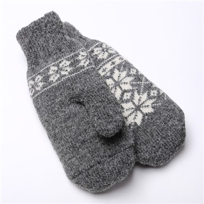Варежки женские шерстяные, цвет серый, размер 20-22