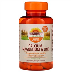 Sundown Naturals, кальций, магний и цинк, 100 капсуловидных таблеток