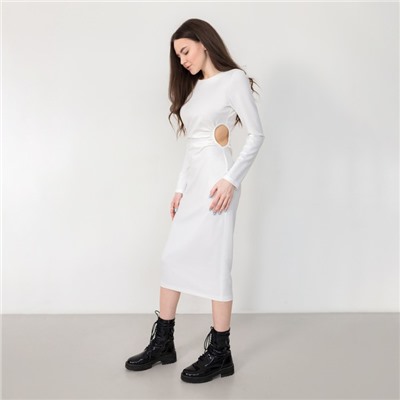 Платье с разрезом миди женское MIST, размер 42, белое