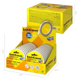Клейкая лента двусторонняя, 12 мм × 10 метра, ErichKrause, полупрозрачная, цена за 1 шт.
