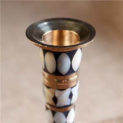 Подсвечник «Зебра», 8×8×13 см, латунь, перламутр