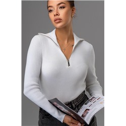 Женский джемпер в рубчик с воротником на молнии Happyfox
