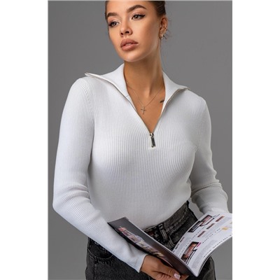 Женский джемпер в рубчик с воротником на молнии Happyfox