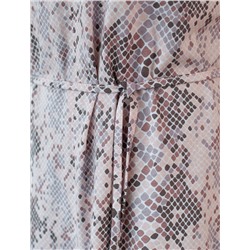 Платье свободное с V-вырезом из 100% хлопка с поясом и разрезом