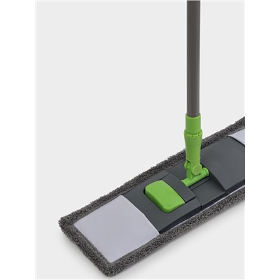 Швабра для мытья пола плоская Доляна, насадка из микрофибры 42×12 см, телескопическая ручка 73-124 см