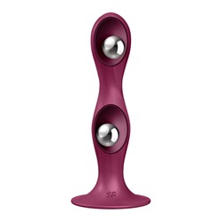 Малиновый фаллоимитатор Double Ball-R - 17,8 см.