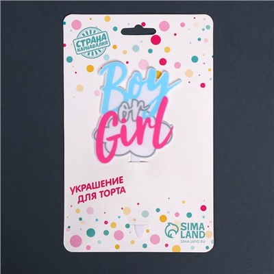 Топпер для торта на гендер-пати Boy or Girl, акрил