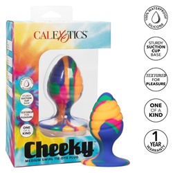 Яркая анальная пробка Cheeky Medium Swirl Tie-Dye Plug - 7,5 см.