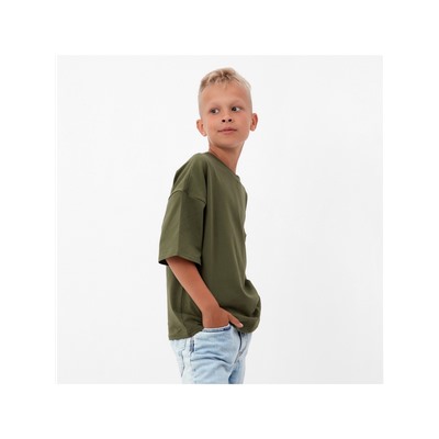 Футболка детская MINAKU: Basic line, цвет хаки, рост 104 см