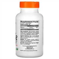 Doctor's Best, натуральный витамин K2 MK-7 с MenaQ7, 45 мкг, 180 вегетарианских капсул