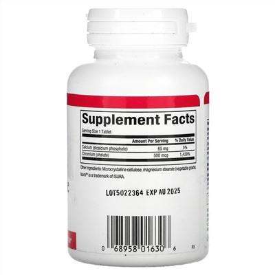 Natural Factors, хелат хрома с фактором толерантности к глюкозе (GTF), 500 мкг, 90 таблеток