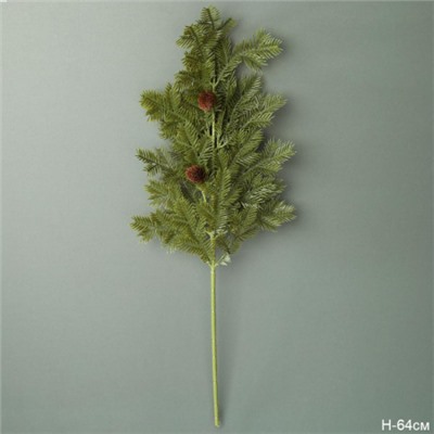 Ветка искусственная Елка с шишками 64 см / SD8206 /уп 100/500/Новый год
