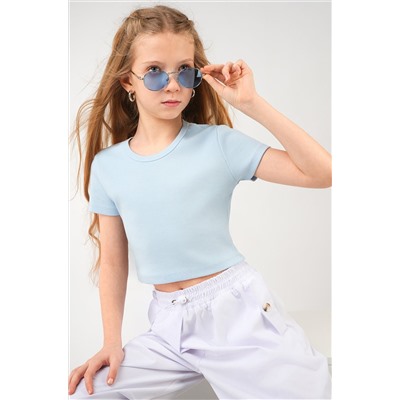 Укороченная футболка в рубчик для девочки Happyfox