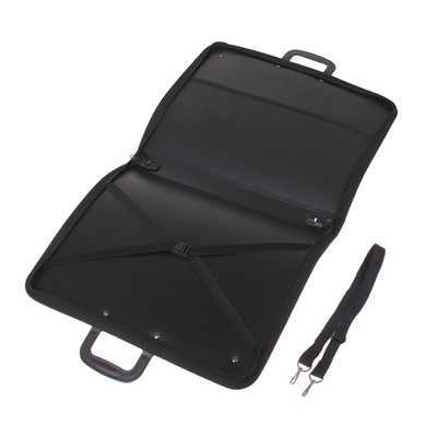 Портфель с 2 отделениями А3, пластиковый, с ручкой, на молнии, с лямкой, для эскизов, чёрный