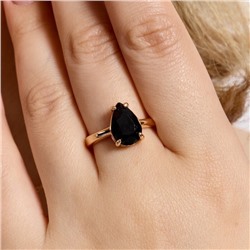 Кольцо 20 р ювелирная бижутерия коллекция "Дубай", покрытие позолота, вставка: фианиты, цвет: черный, арт.414.102-20