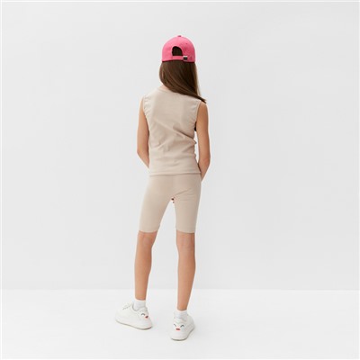 Комплект для девочки (майка и велосипедки) MINAKU, бежевый, рост 104 см