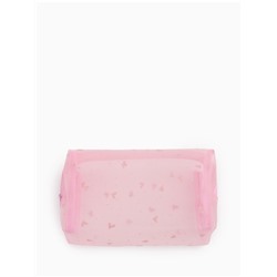 Косметичка женская HEARTS, с рисунком, сетка, на молнии, розовая