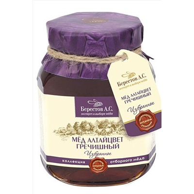 Мёд "Берестов А.С." Гречишный ст.банка 500г ЭКОПРОДУКТЫ, 1187670