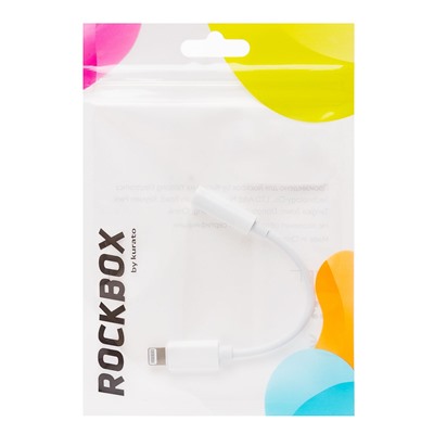 Переходник Jack 3.5 (м) - Lightning (п) RockBox LJ01 8см (white)