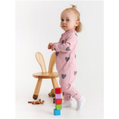 Комбинезон Крошка Я «Сердца», рост 62-68 см, цвет розовый