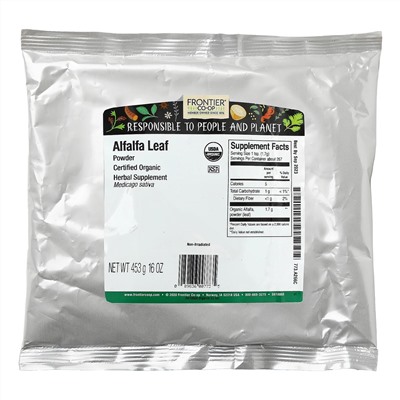 Frontier Natural Products, листья люцерны, порошок, 453 г (16 унций)