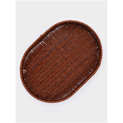 Корзинка для фруктов и хлеба Доляна «Огайо», 36×25×5 см, пластик, плетёная, овальная, коричневая