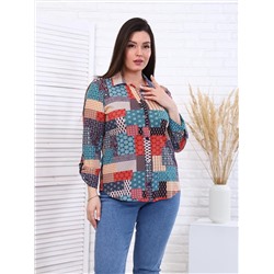 Пэчворк - рубашка бирюза