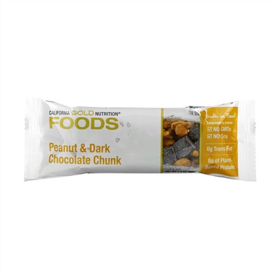 California Gold Nutrition, Foods, батончики с арахисом и кусочками черного шоколада, 12 штук, 40 г (1,4 унции) каждый